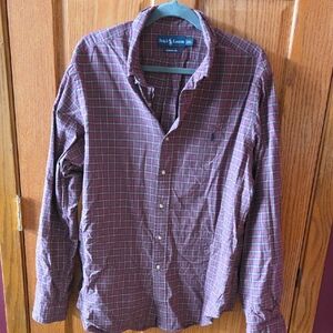 Ralph Lauren Men's Checkered Shirt - Burgundy and Green